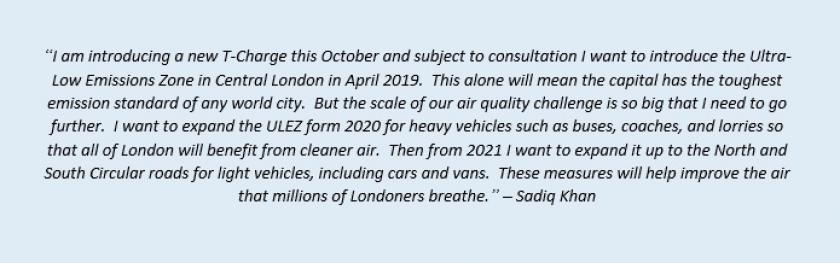 Sadiq Khan quote on London Air Pollution