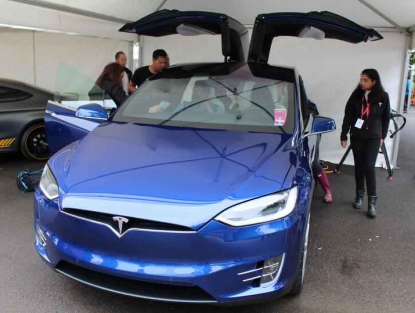 The Tesla Model X at Goodwood